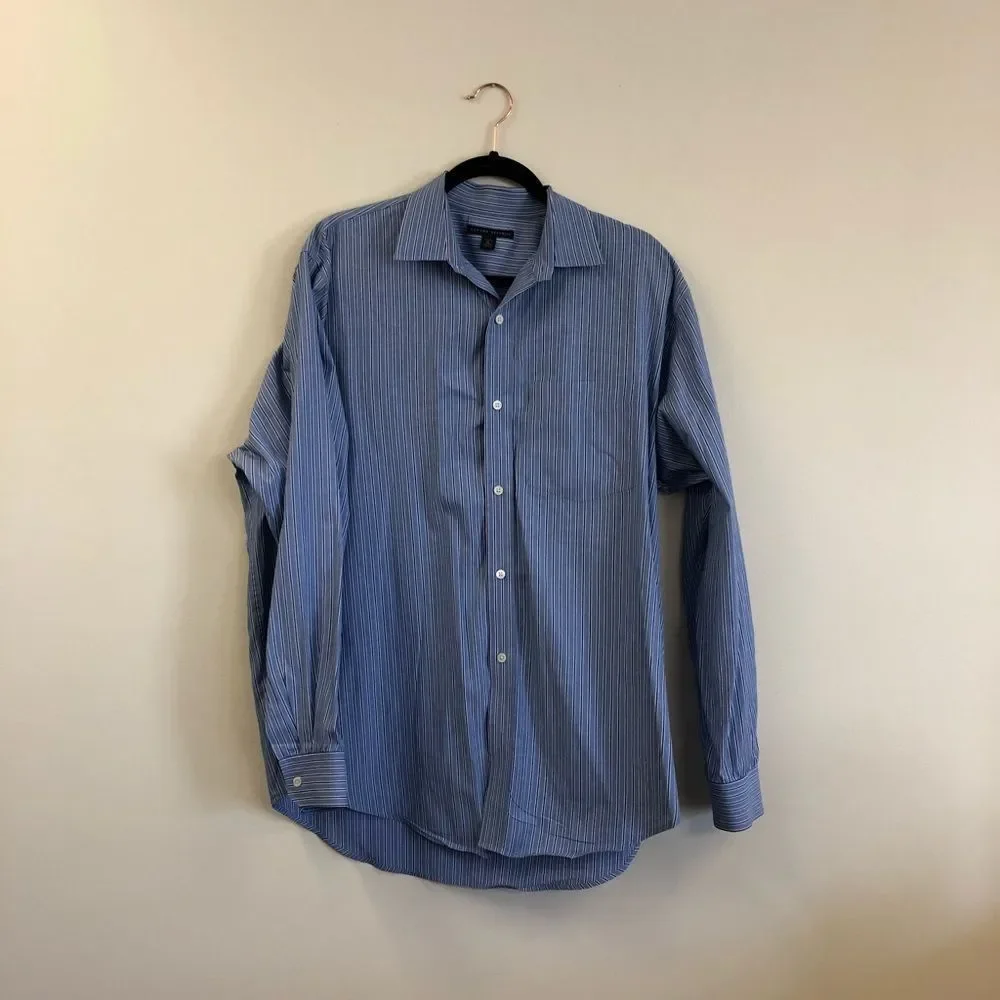 Men’s Blue Striped Button Down Banana Republic Collared Shirt XL